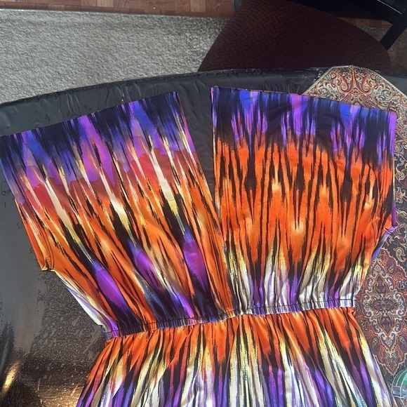 Bongo Women’s Orange/Purple Static Strip Print Maxi Dress Size L - Picture 12 of 16